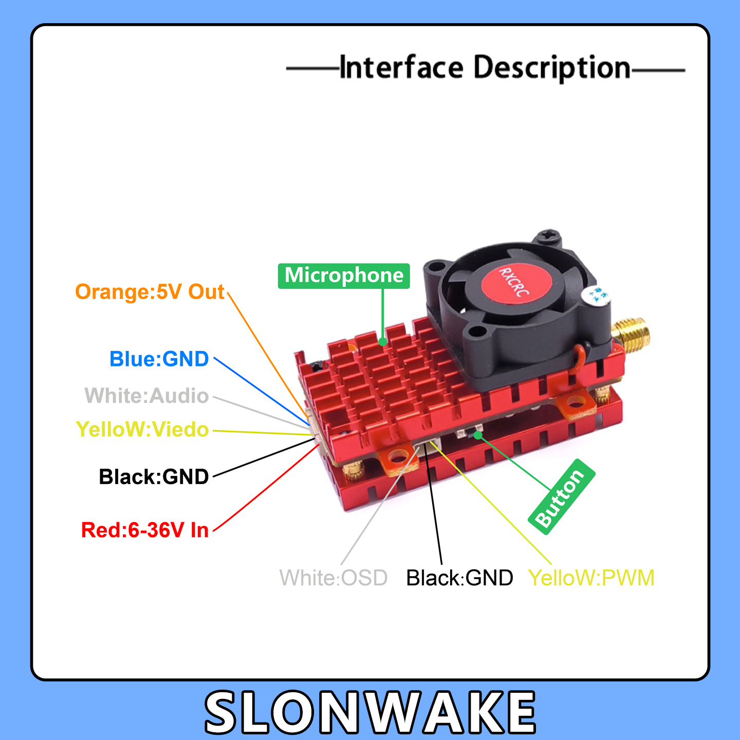 SLONWAKE 5.8G 2W VTX FPV 1800T - Drone Racing Camera avaliação e preço