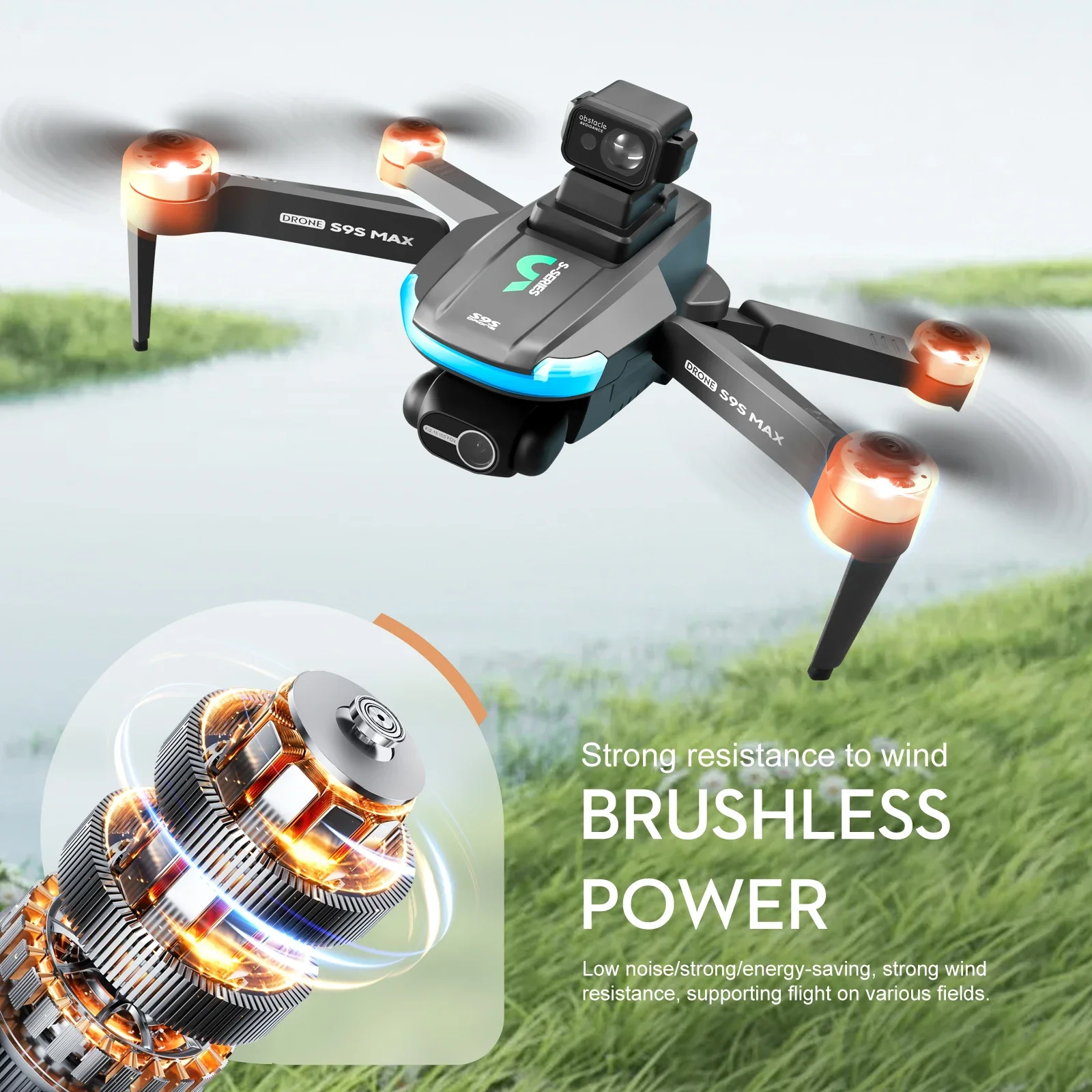 Novo s9s max mini drone 4k 2 e - Drone Racing Camera avaliação e preço